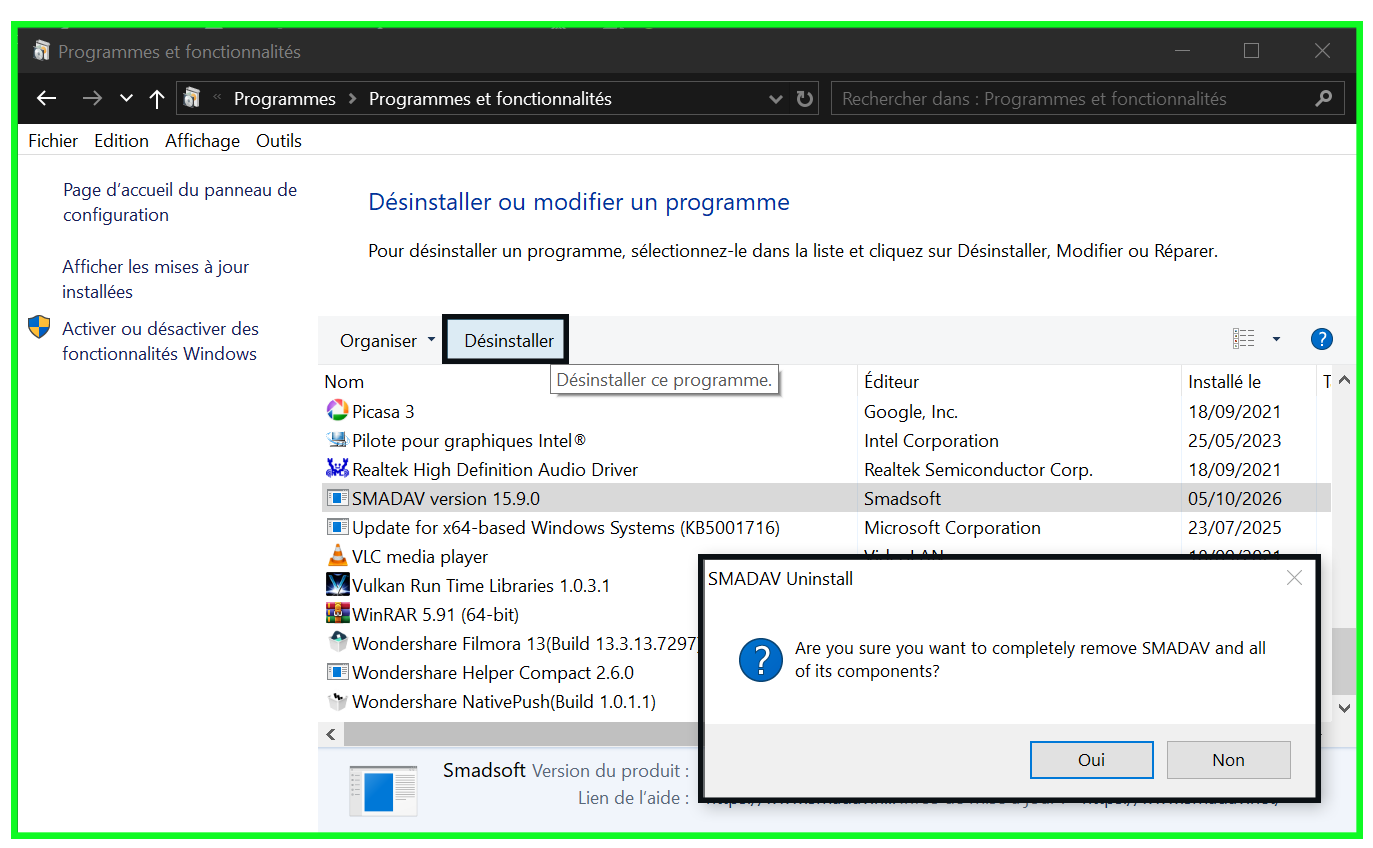 Désinstaller Smadav sur PC windows